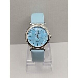 Aria Sterling Silver Watch Blue MOP Mosaic Dial Japanese Quartz New Battery